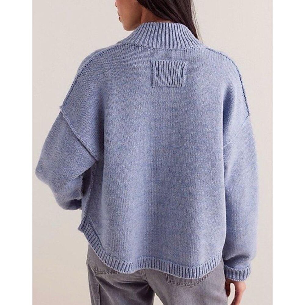 New Free People On The Isle Cardi We The Free Ribbed Button Pockets Sweater Sz L - Picture 4 of 8
